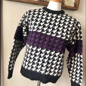 Retro Wool Houndstooth Sweater